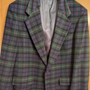 Handsome 100% Camel Hair blazer in tartan pattern; Made in U.S.A.
